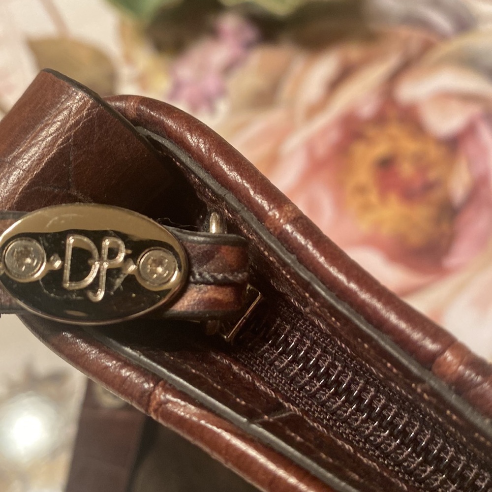 Donald Pliner Purse Bag Brown Suede w/studded leather trim Pink interior - Picture 3 of 14